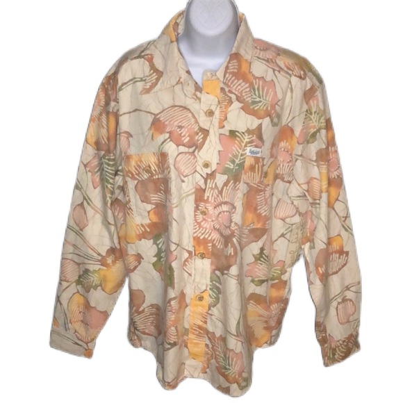 Vintage Style Surf Line Hawaii Long Sleeve Floral Camp Shirt - Picture 2 of 11